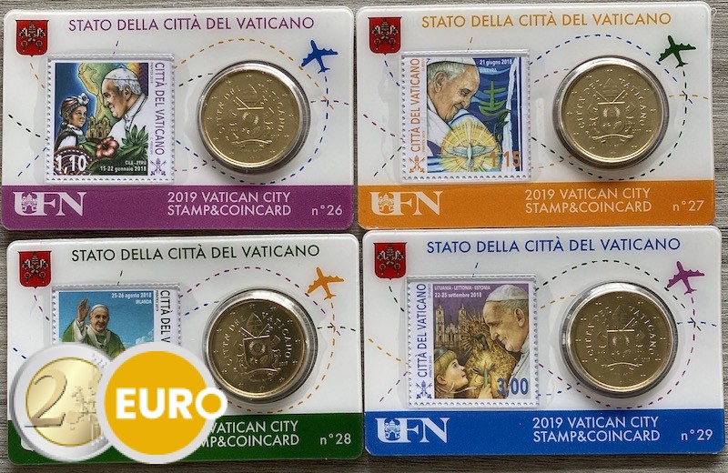 50 Cent und Briefmark Coincard Vatikan 2019 - nr 26 + 27 + 28 + 29