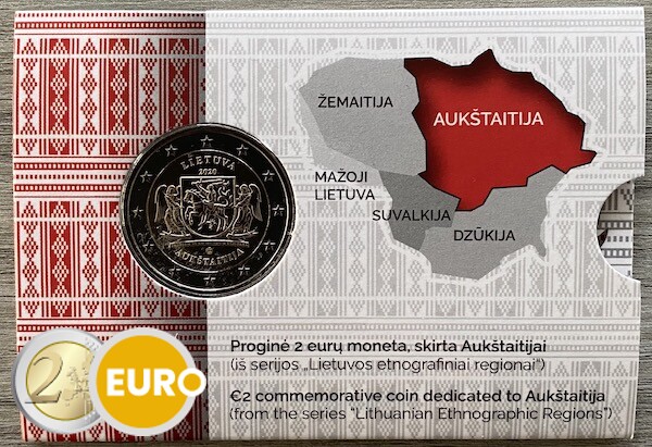 2 euro Litauen 2020 - Region Aukštaitija Stgl. BU FDC Coincard