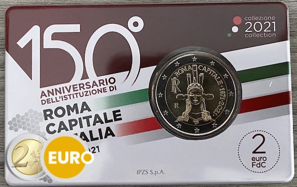 2 euro Italien 2021 - 150 Jahre Rom Hauptstadt Stgl. BU FDC Coincard