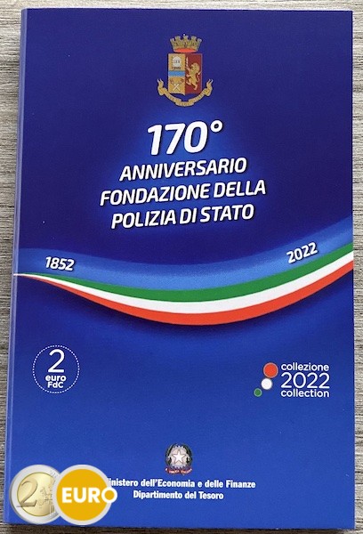 2 Euro Italien 2022 - 170 Jahre Staatliche Polizei Stgl. Coincard