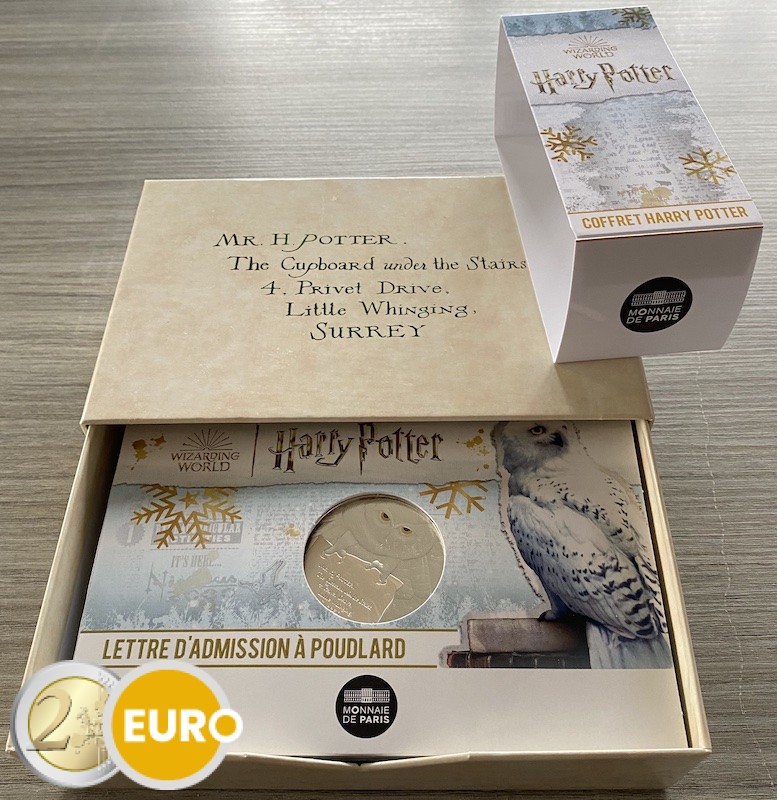 5 x 10 Euro Frankreich 2022 - Harry Potter UNZ + 50 Euro Silber Annahmebrief + Koffer