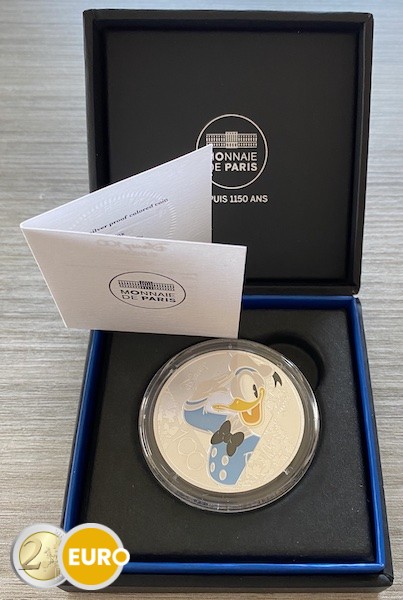 10 Euro Frankreich 2023 - 100 Jahre Disney – Donald Duck und Mickey Maus PP Silber Farbig