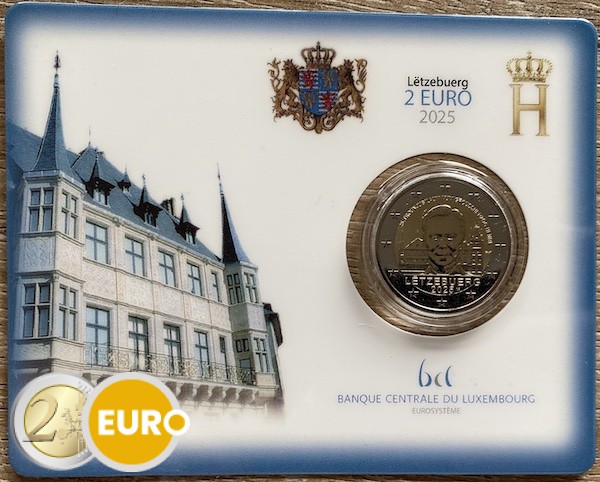 2 Euro Luxemburg 2025 - 25 Jahre der Thronbesteigung Henri Stgl. Coincard Münzzeichen KNM