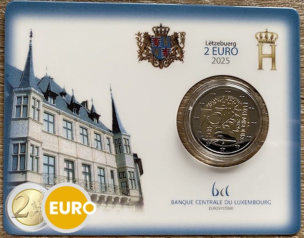 2 Euro Luxemburg 2025 - 75 Jahre Schuman-Erklärung Stgl. Coincard Münzzeichen KNM