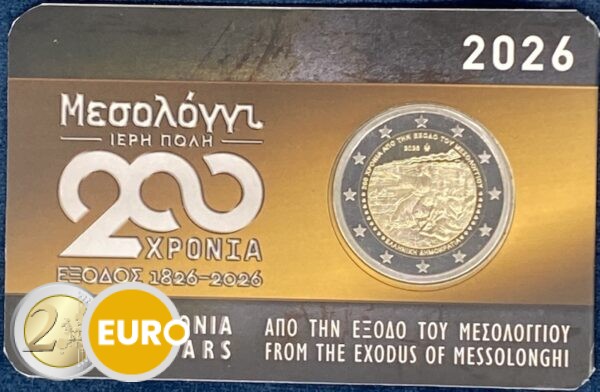 2 euro Griekenland 2026 - Uittocht uit Messelonghi BU FDC Coincard