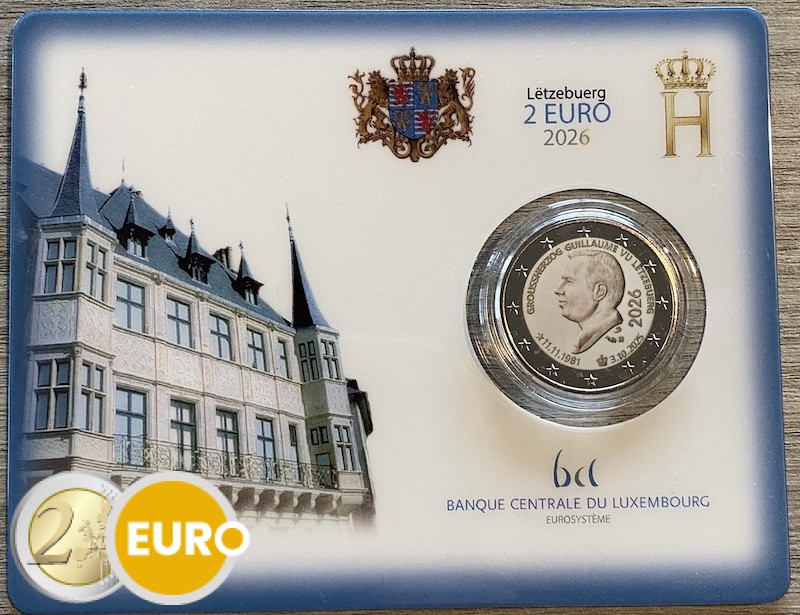 2 Euro Luxemburg 2026 - Thronbesteigung Guillaume Stgl. Coincard Münzzeichen KNM