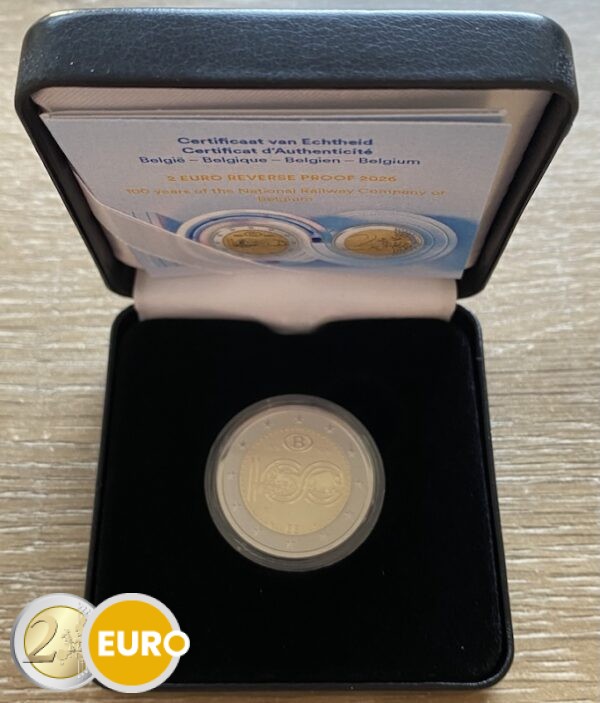 2 Euro Belgien 2026 - NMBS / SNCB Reverse Proof PP