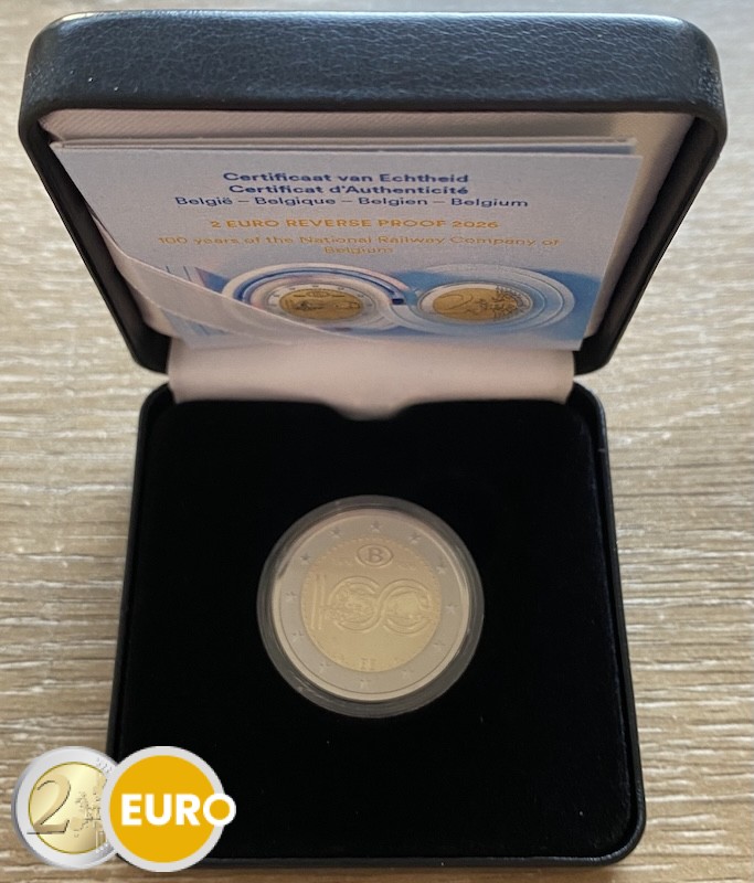 2 Euro Belgien 2026 - NMBS / SNCB Reverse Proof PP