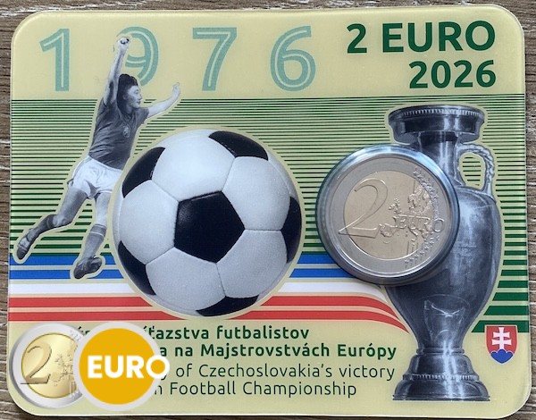 2 Euro Slowakei 2026 - Sieg Fußball-Europameisterschaft 1976 Stgl. Coincard