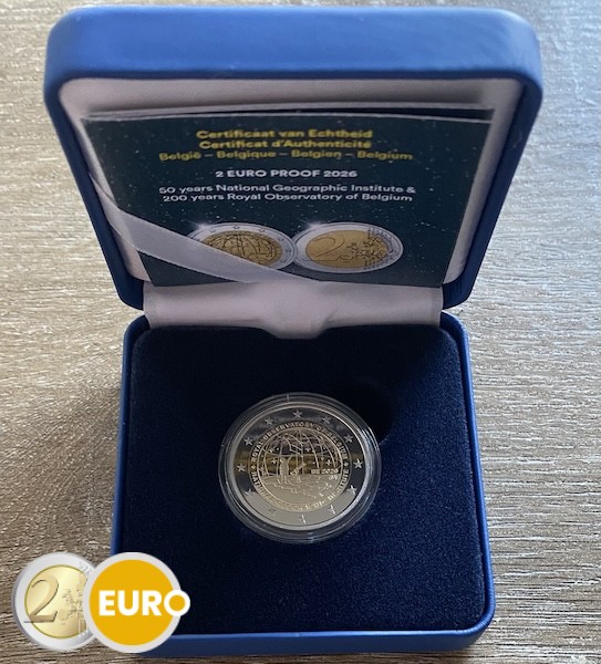 2 Euro Belgien 2026 - Nationales Geographisches Institut und Königliche Sternwarte PP
