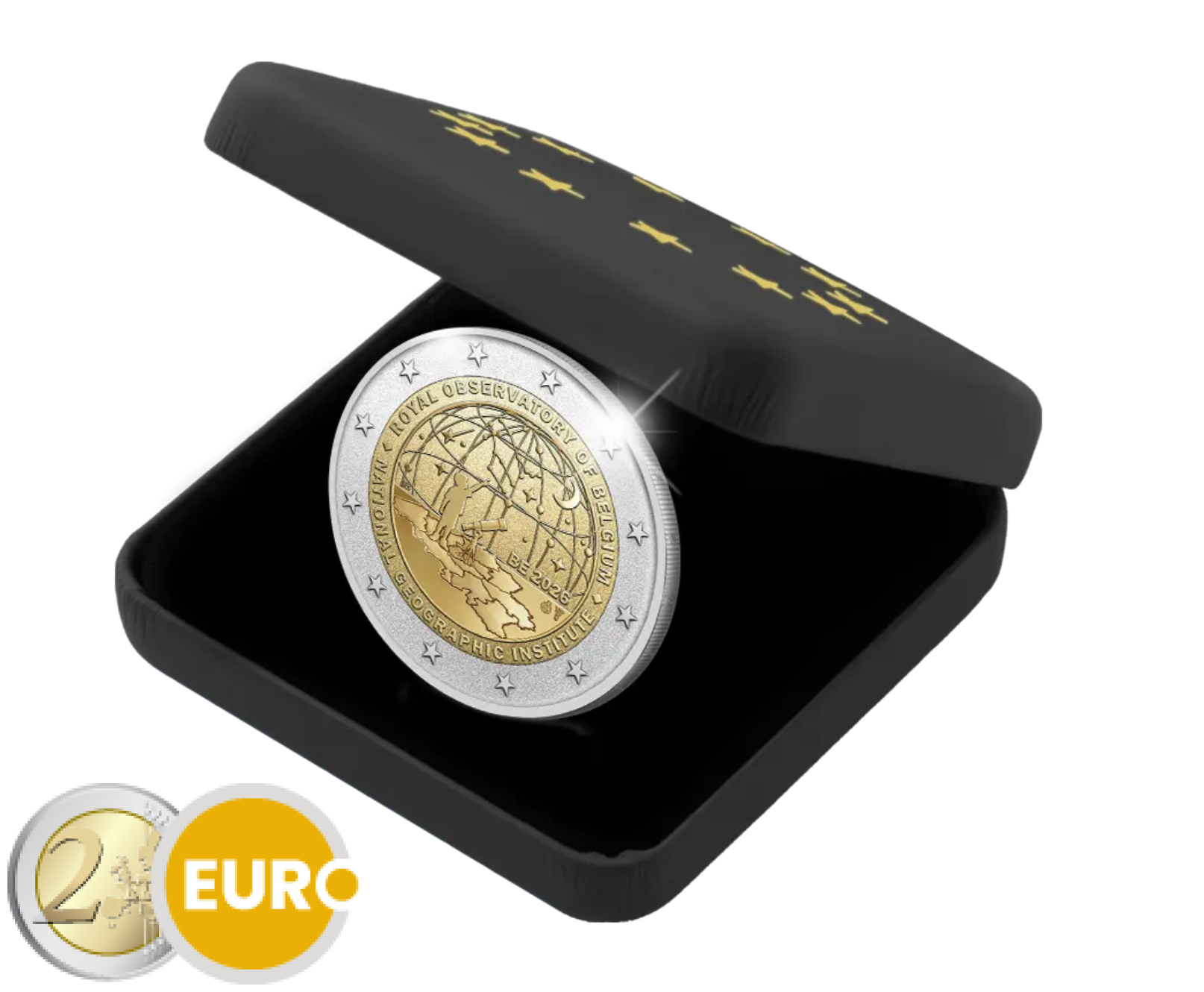 2 Euro Belgien 2026 - Nationales Geographisches Institut und Königliche Sternwarte Reverse Proof PP