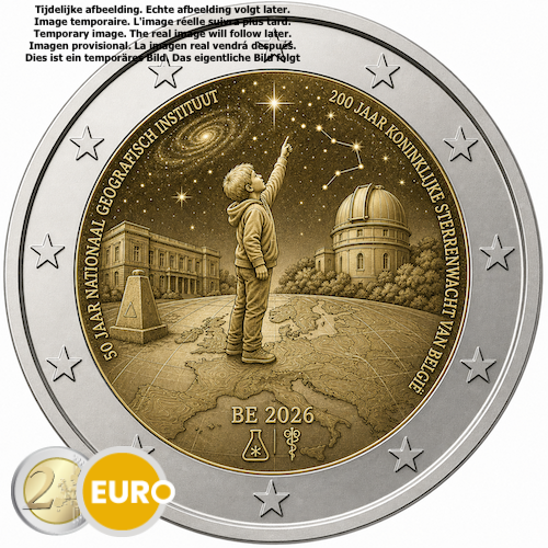 2 Euro Belgien 2026 - Nationales Geographisches Institut und Königliche Sternwarte Stgl. Coincard NL
