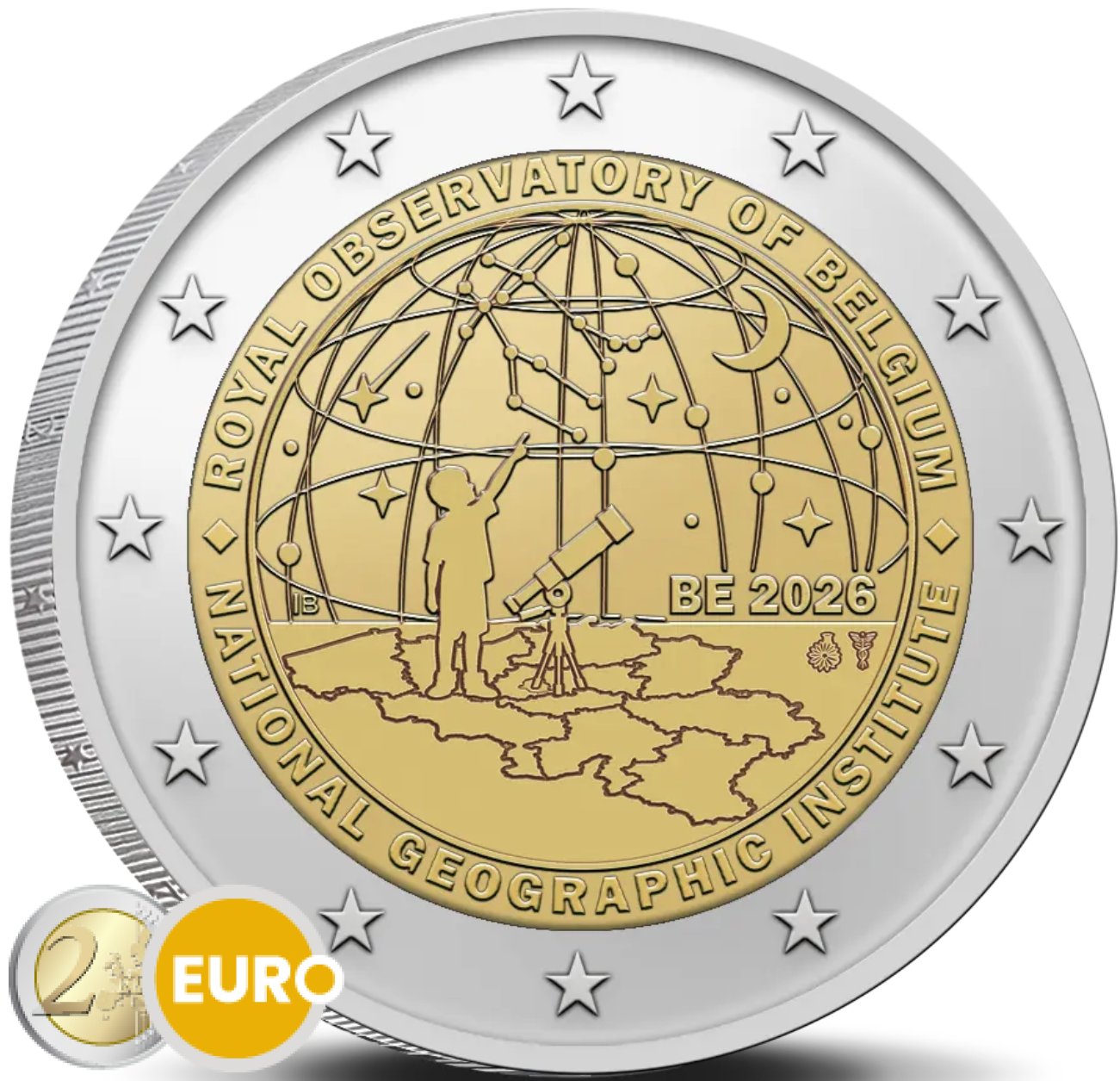 2 Euro Belgien 2026 - Nationales Geographisches Institut und Königliche Sternwarte UNZ