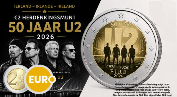 2 Euro Irland 2026 - 50 Jahre U2 Stgl. Coincard