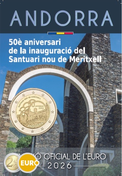 2 Euro Andorra 2026 - Wallfahrtskirche von Meritxell Stgl. Coincard